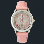 Whimsical Elegant Pink & Gold Pastel Nutcracker Watch<br><div class="desc">Make every moment feel magical with this adorable Whimsical Elegant Pink and Gold Pastel Nutcracker watch for girls. The design features a beautifully illustrated nutcracker surrounded by blush pink tones, shimmering gold accents, dainty bows, ornaments, holly sprigs, and soft winter florals — all created in dreamy pastel shades for a...</div>