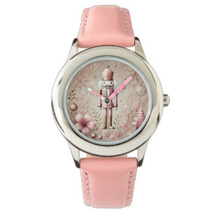 Whimsical Elegant Pink & Gold Pastel Nutcracker Watch