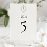 Whimsical Elegant Rococo Floral Crest Monogram Table Number<br><div class="desc">Whimsical Elegant Rococo Floral Crest Monogram Table Number</div>