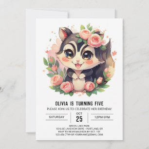 Whimsical Elegant Skunk Birthday Invitation
