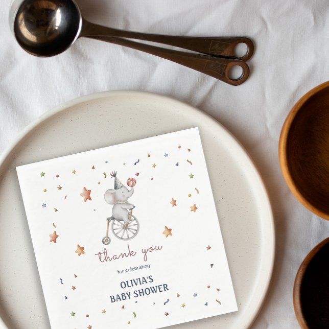 Whimsical Elephant Circus Baby Shower Gift Napkin (Whimsical Elephant Circus Baby Shower Gift Napkins)