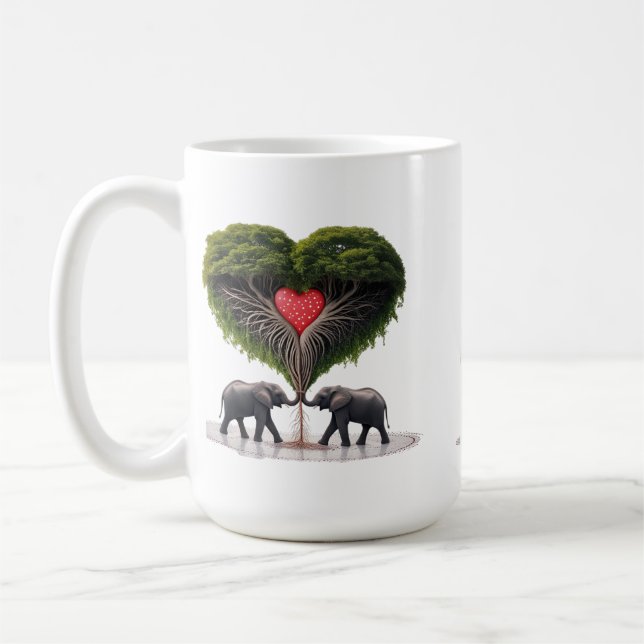 Whimsical Elephant Love Tree 15oz Mug (Left)
