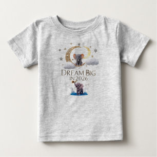 Whimsical Elephant Moon "Dream Big 2026" Baby Fine T-Shirt