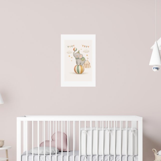 Whimsical Elephant on a ball Poster (Nursery 2)