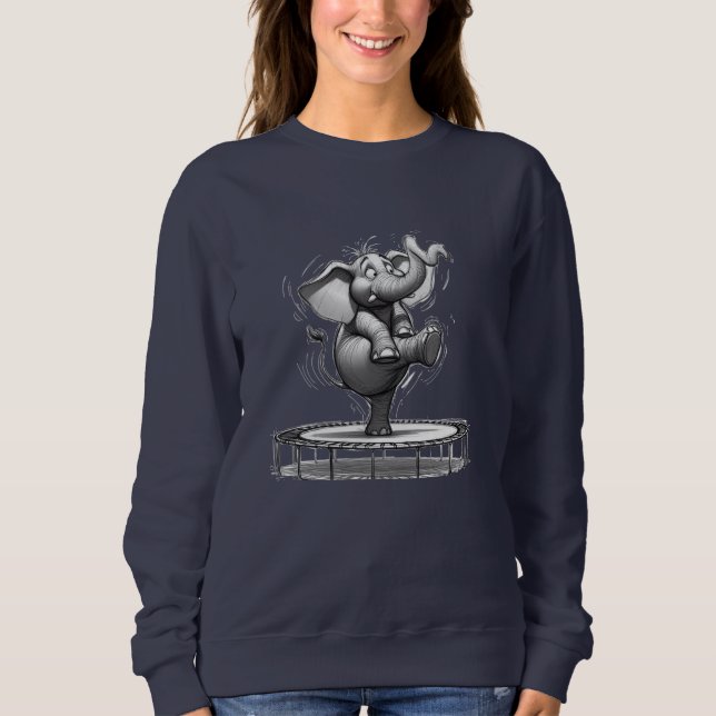 Whimsical Elephant on Trampoline – Cute Playful Sweatshirt (Front)