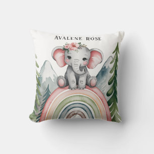 Whimsical Elephant Rainbow Baby Shower Favour Cushion