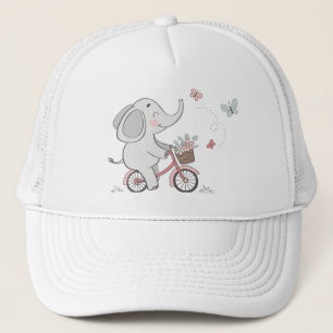 Whimsical Elephant Riding Bike –Kids Animal Design Trucker Hat