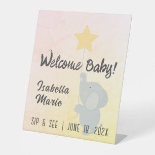 Whimsical Elephant  Sip & See Pedestal Sign