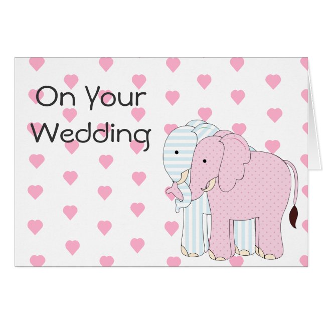 Whimsical Elephant Wedding Card (Front Horizontal)