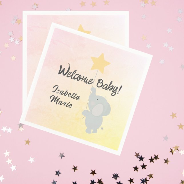 Whimsical Elephant Welcome Baby Napkin (Creator Uploaded)
