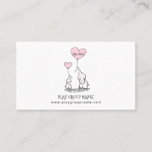 Whimsical Elephants Custom Mum & Kid's Play Group Calling Card
