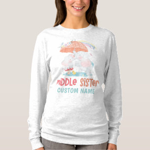 Whimsical Elephants Middle Sister Custom Name T-Shirt
