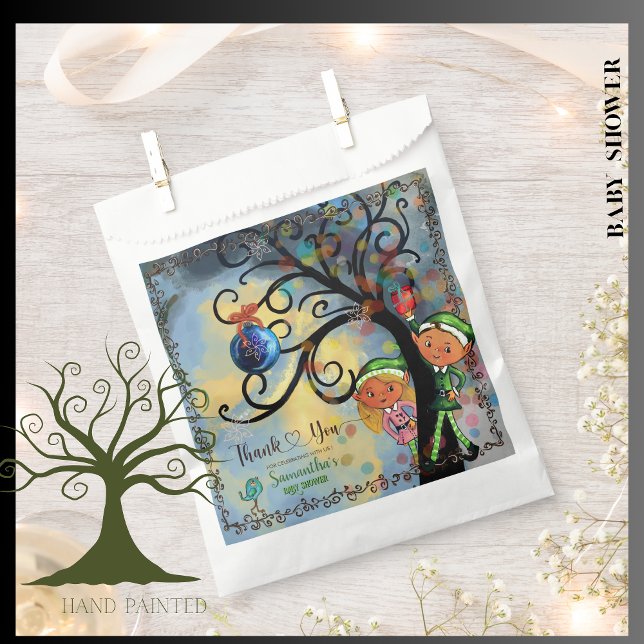 Whimsical Elf Gender Reveal Baby Shower Custom Favour Bag (Whimsical Elf Gender Reveal Baby Shower Custom Favor Bag)