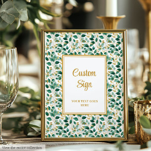 Whimsical Emerald Green Gold Eucalyptus Wedding  Poster
