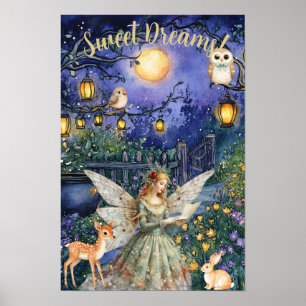 Whimsical Enchanted Forest Woodland Animals Poster