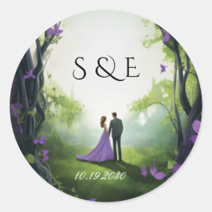 Whimsical Enchanted Garden Wedding Sticker
