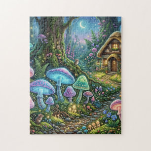 Whimsical Enchanted Mushroom Forest Cottagecore Jigsaw Puzzle