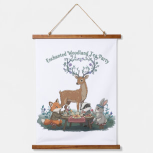 Whimsical Enchanted Woodland Tea Party Animals Hanging Tapestry