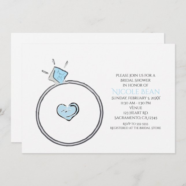 Whimsical Engagement Ring Bridal Shower Invitation (Front/Back)