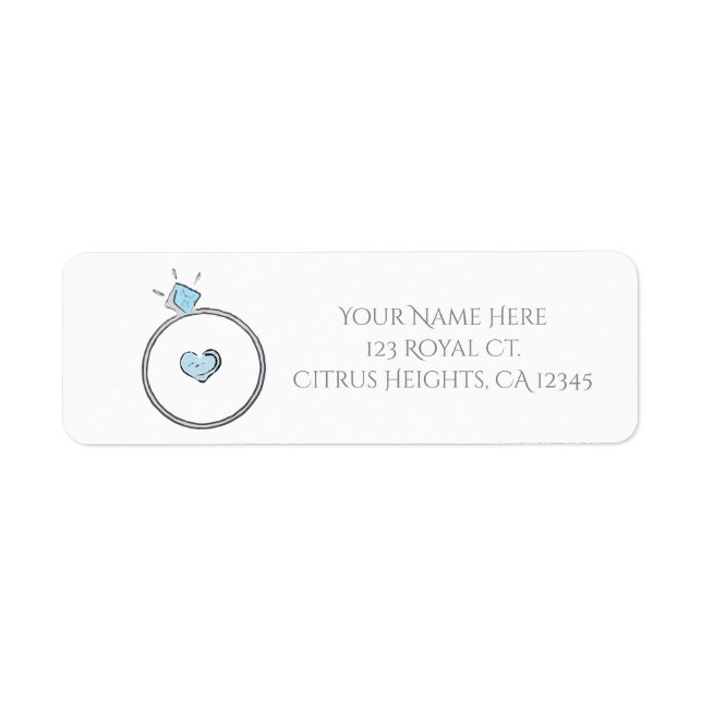 Whimsical Engagement Ring Bridal Shower Invitation Return Address Label (Front)