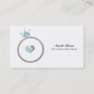 Whimsical Engagement Wedding Ring Illustration Business Card