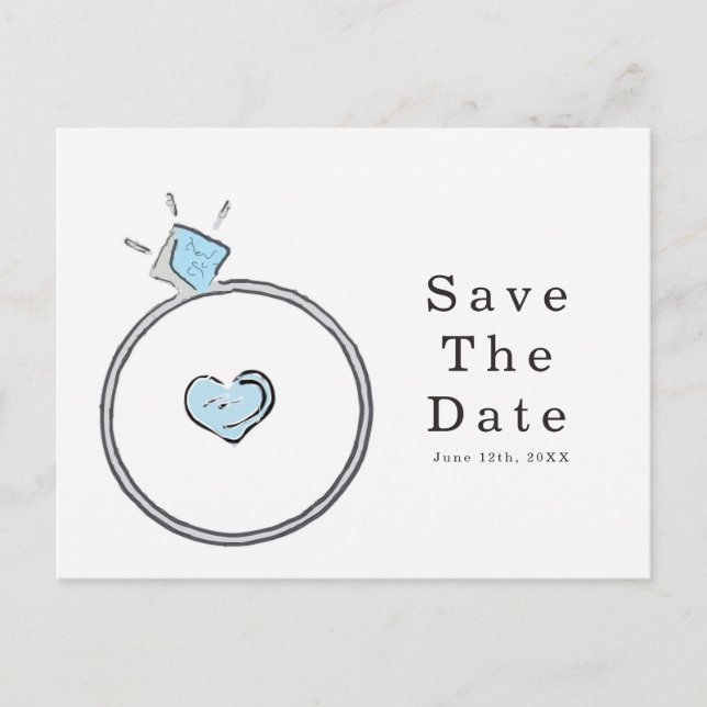 Whimsical Engagement Wedding Ring Save The Date Postcard (Front)