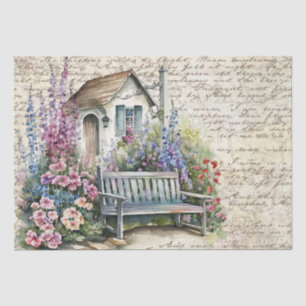 Whimsical English Cottage Flower Garden Old Letter Tissue Paper