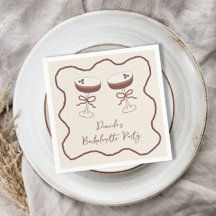 Whimsical Espresso Martini Hand Drawn Bachelorette Napkin