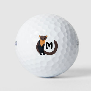 Whimsical European Pine Marten Monogram Golf Balls