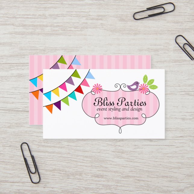 Whimsical Event Styling and Design Business Card (Front/Back In Situ)