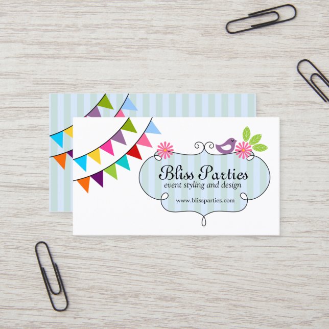 Whimsical Event Styling and Design Business Card (Front/Back In Situ)