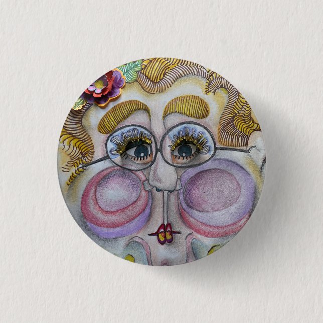 Whimsical Face Button Pin (Front)