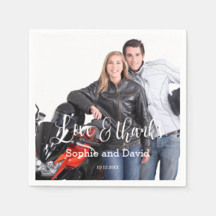 Whimsical Faded Photo Calligraphy Wedding Napkin