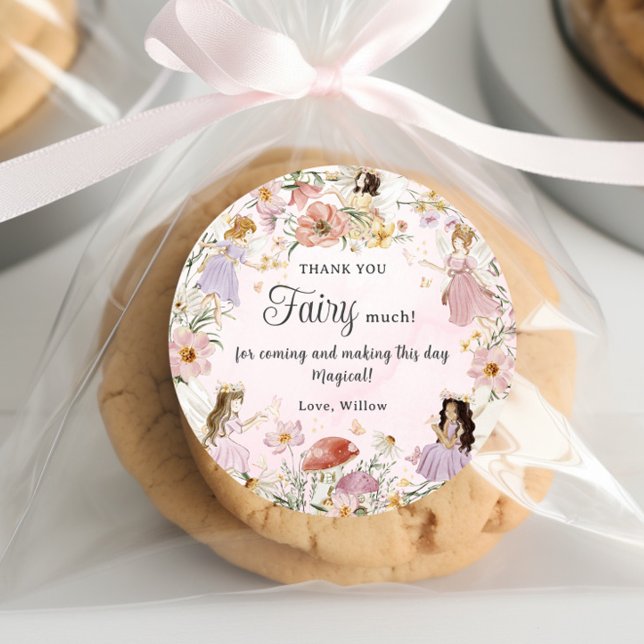 Whimsical Fairies Birthday Flower Garden Meadow Classic Round Sticker (Creator Uploaded)