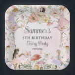 Whimsical Fairies Birthday Flower Garden Meadow Paper Plate<br><div class="desc">Personalise these whimsical square paper plates easily and quickly. Simply click the Edit Using Design Tools button to edit the texts,  change fonts and fonts colours. Featuring watercolor hand-drawn fairies in an enchanted wildflower meadow. Matching items available in store. All text is editable! (c) Somerset Fine Paperie</div>