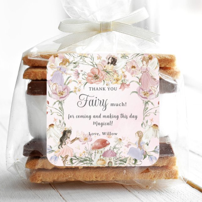 Whimsical Fairies Birthday Flower Garden Meadow Square Sticker (Creator Uploaded)
