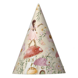 Whimsical Fairies Wildflower Meadow 1st Birthday Party Hat