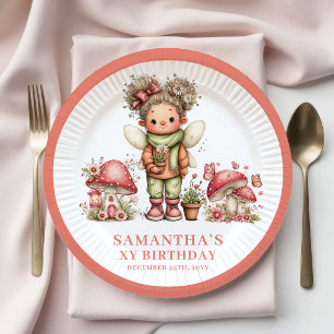 Whimsical Fairy 1st Birthday Pink Floral Plates