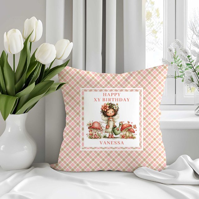 Whimsical Fairy 3rd Birthday Floral Throw Pillow (Whimsical Fairy 3rd Birthday Floral Throw Pillow)