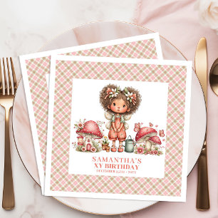 Whimsical Fairy 3rd Birthday Mushroom Paper Napkin
