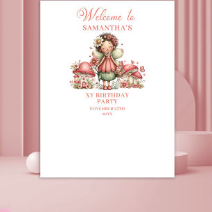 Whimsical Fairy 7th Birthday Blush Pink Backdrop Tapestry