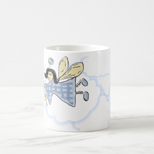 Whimsical Fairy Blue Checks Mug (Center)