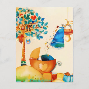 Whimsical Fairy Congratulations Newborn Baby Postcard