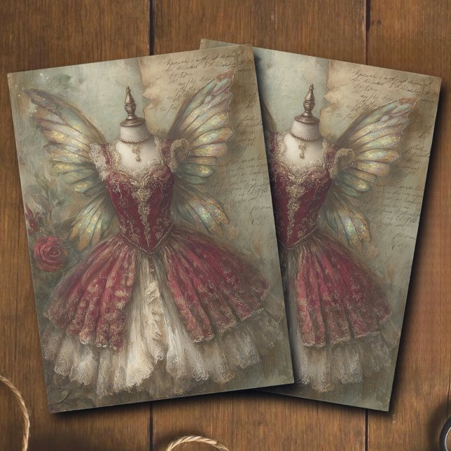 Whimsical Fairy Crimson Ballet Costume Decoupage  Tissue Paper (Creator Uploaded)