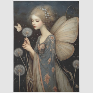 Whimsical Fairy & Dandelion Magical Decoupage Art Tissue Paper