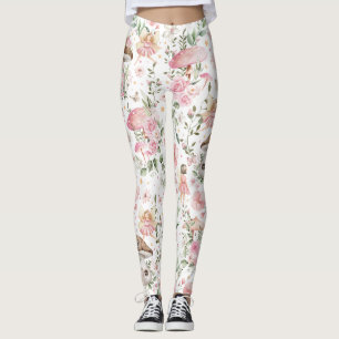 Whimsical Fairy Enchanted Forest Pink Floral Leggings