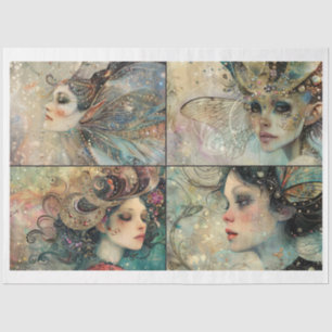 Whimsical Fairy Faces Scrapbooking Mixed Media 3 Tissue Paper