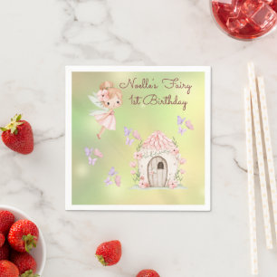 Whimsical Fairy First Birthday Napkin
