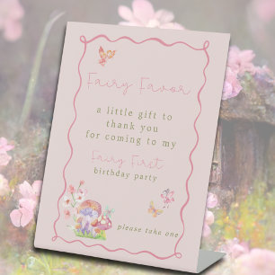 Whimsical Fairy First Birthday Party Favor Pedestal Sign
