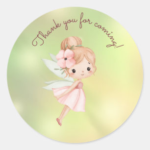 Whimsical Fairy First Birthday Thank You Classic Round Sticker